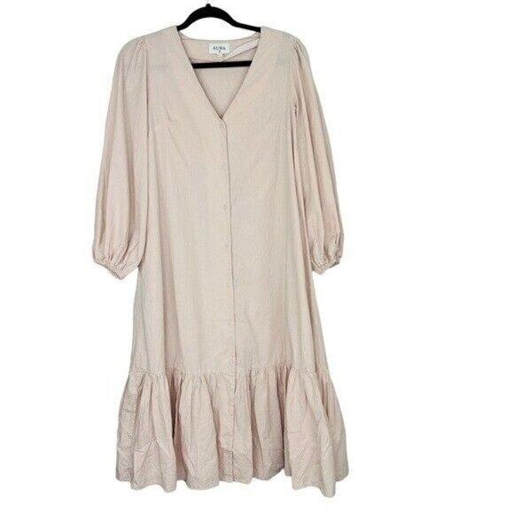 Aura Friend Zone Taupe Midi Dress Tan Women’s Size XS - Picture 2 of 9